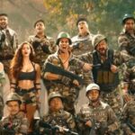 Akshay Kumar with the cast of Welcome To The Jungle during film shoot